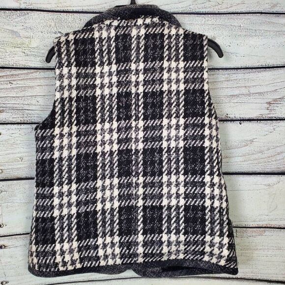 BKE Women’s Black White Plaid Toggle Vest Wool Blend Size L Sleeveless Winter La - Picture 5 of 7